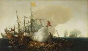 Cornelis Hendriksz Vroom Spanish Men-of-War Engaging Barbary Corsairs oil painting